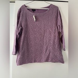 Talbot’s NWT stretch lavender shirt, lace overlay Large